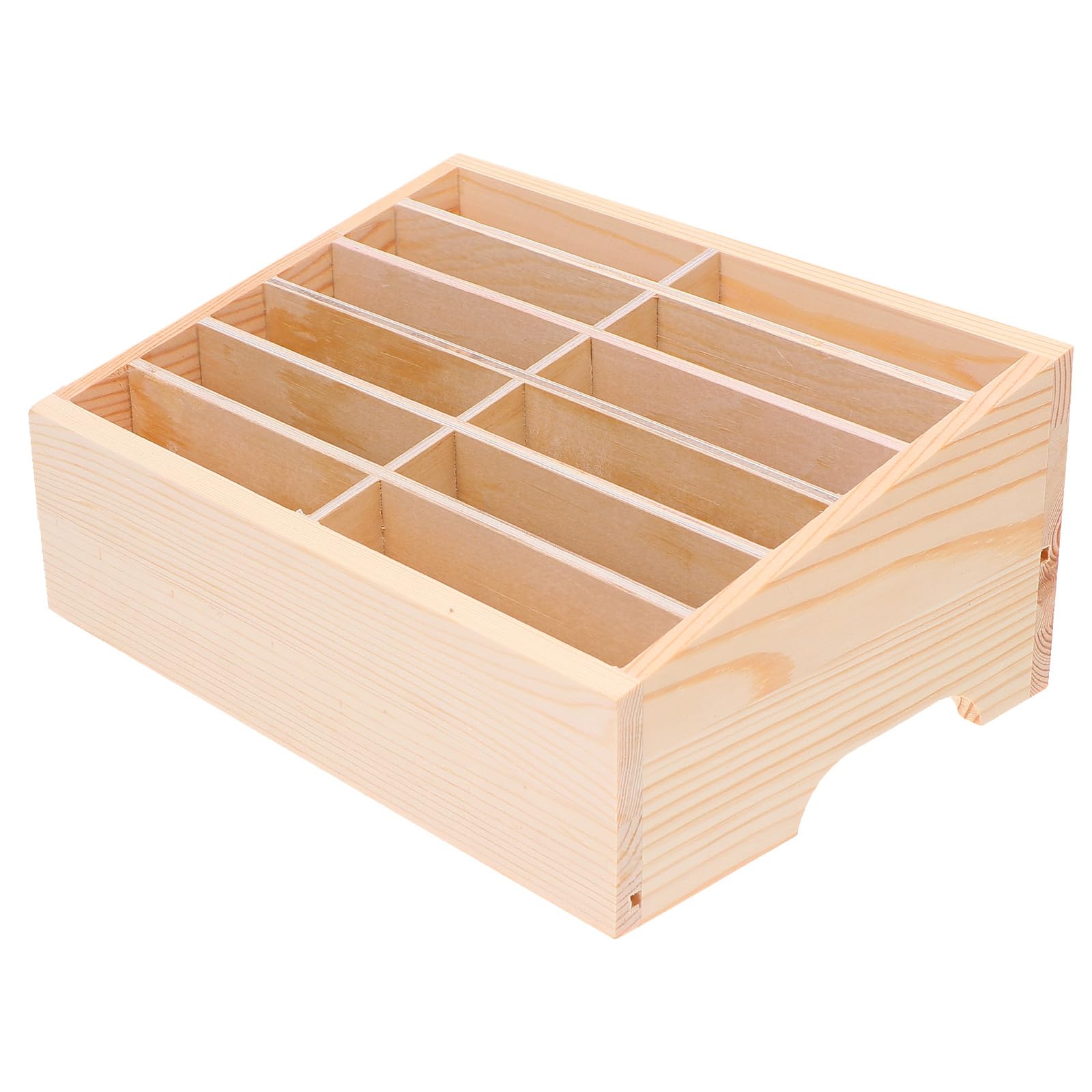 BESPORTBLE Wooden Desktop Storage Box 12 Grids Classroom Mobile Phone Storage Box Multiple Wood Cell Phone Holder Stands Desk Organizer for Teachers School Office