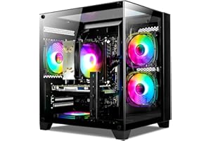 LXZ Gaming PC, Prebuilt Desktop with 12th Core i5-12400F & GeForce RTX3050, 32G DDR4 RAM, 1TB NVME SSD, Wi-Fi Tower Computer for Gaming, Home and Office (Black)