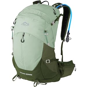 IX INOXTO Hiking Backpack, Camping Backpack, 30L Waterproof Hiking Daypack with 3L Water Bladder and Rain Cover (Green)