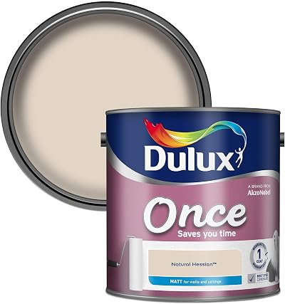 Dulux Once Matt Emulsion Paint Natural Hessian 2.5L Interior Walls Ceilings One