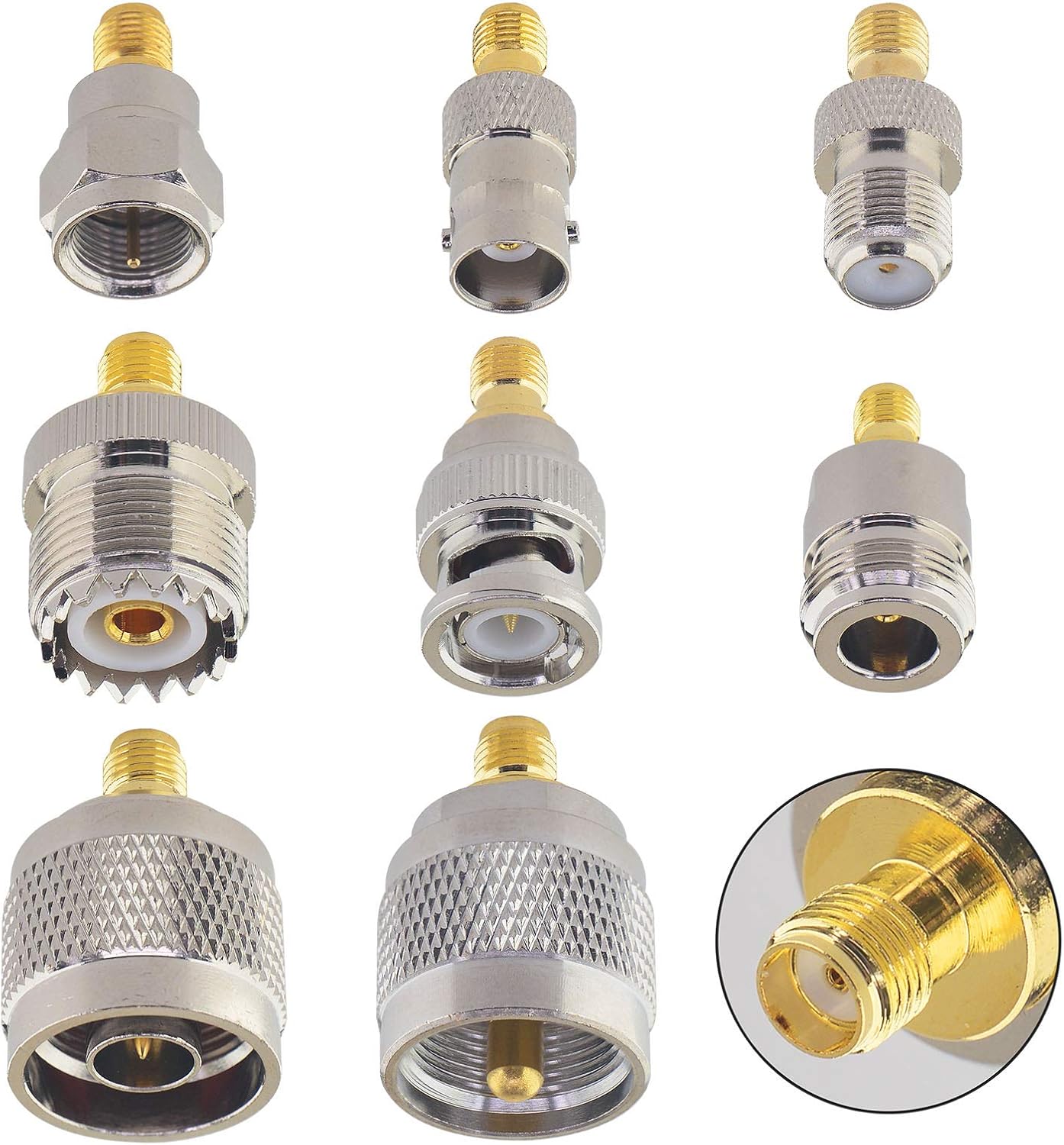 Boobrie 16PCS SMA Adapter Kit SMA to BNC UHF N-type F-type Male to Female Connectors RF Coaxial Adapter WiFi Antenna Converter for WiFi Antenna/FPV Drone/Extension Cable - Image 4