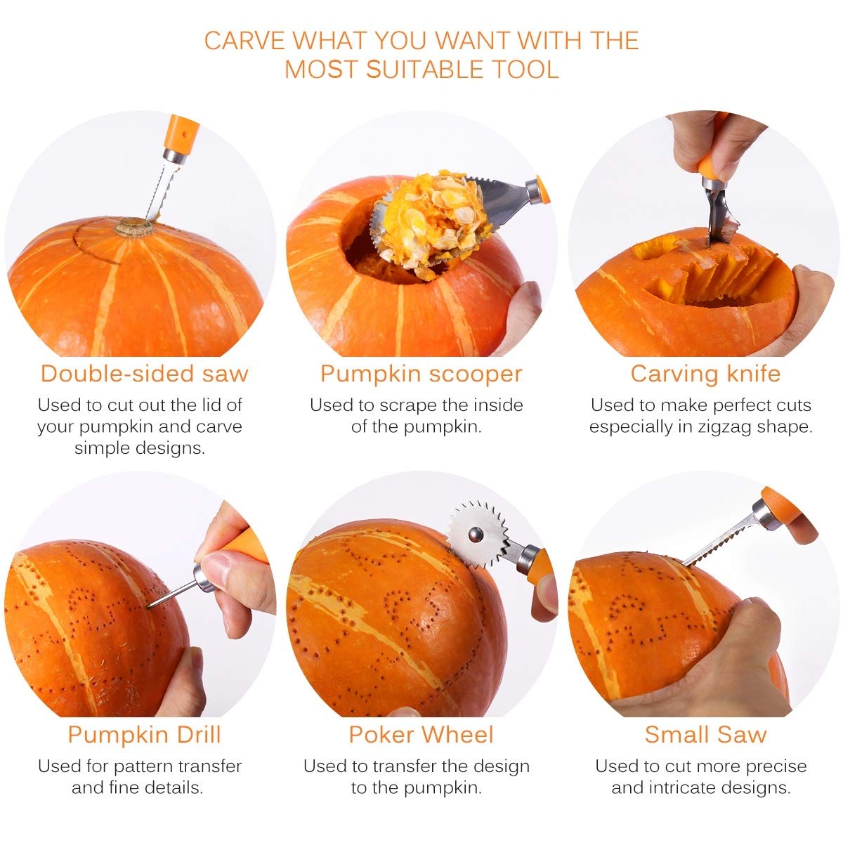 Pumpkin Carving Kit, 13 Pcs Stainless Steel Pumpkin Carving Kit Tools Set for Halloween Crafts