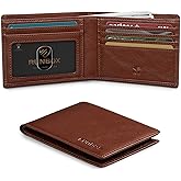 RUNBOX Wallet for Men Slim Leather Bifold RFID Blocking Minimalist Front Pocket Design with Gift Box