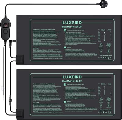 LUXBIRD 2 Pack Seedling Heat Mats with Digital Thermostat, 10" x 20.75"