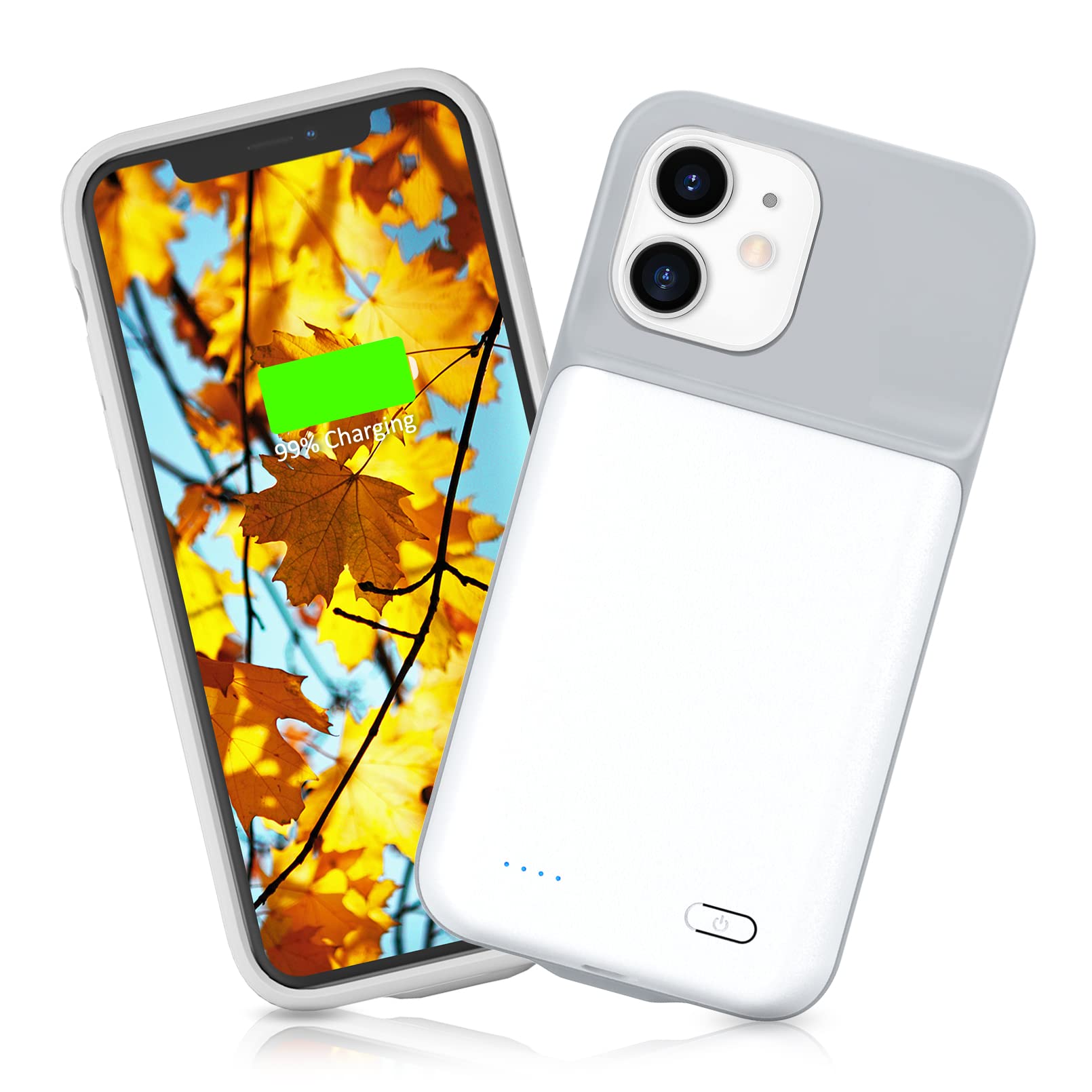 Photo 1 of Gladgogo Battery Case for iPhone 12 Mini, Real 6000mAh Powerful Smart Charging Case Charger Ultra Slim Portable External Battery Pack Compatible with 12 Mini, 5.4 inch, White