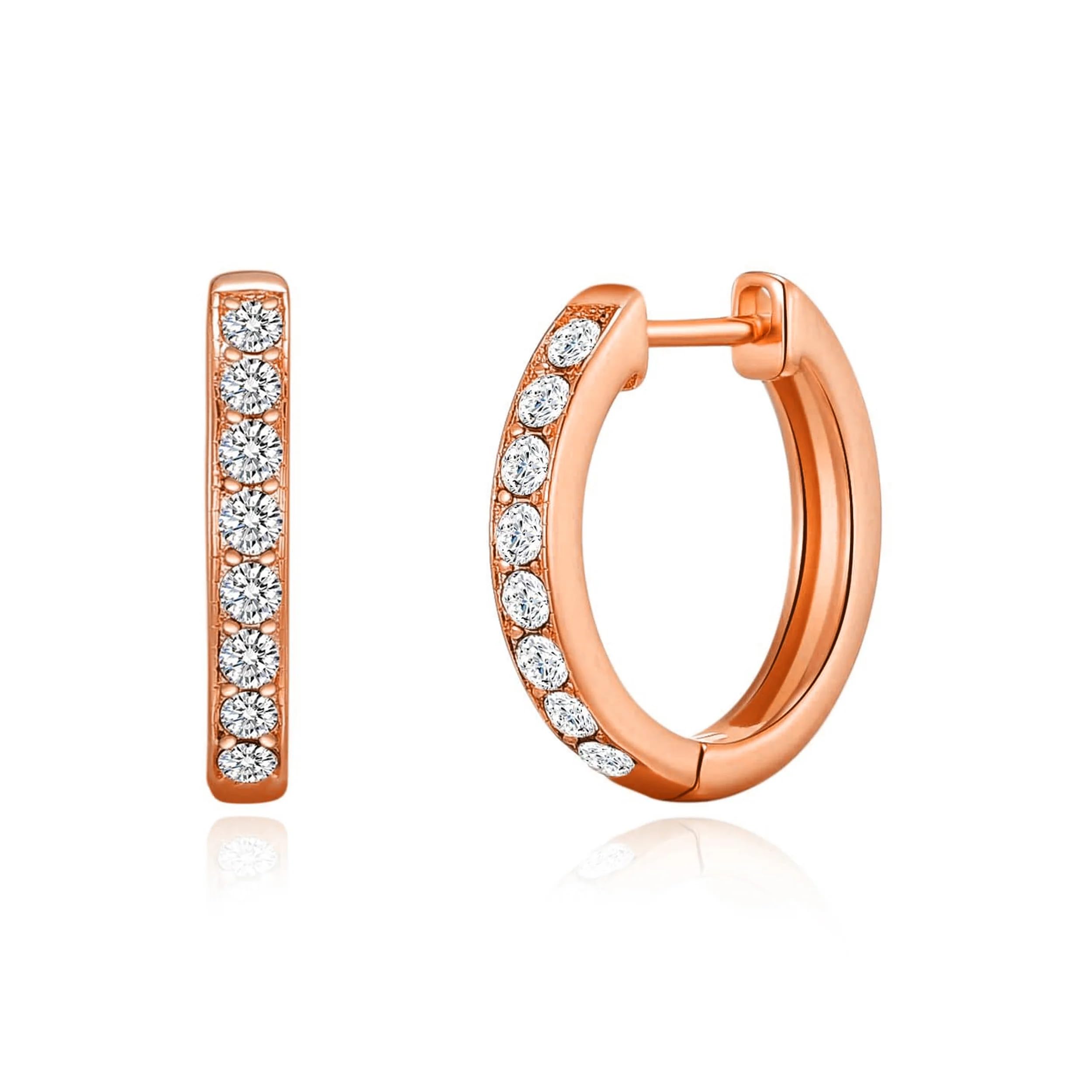 Philip Jones Rose Gold Plated Hoop Earrings Created with Zircondia® Crystals