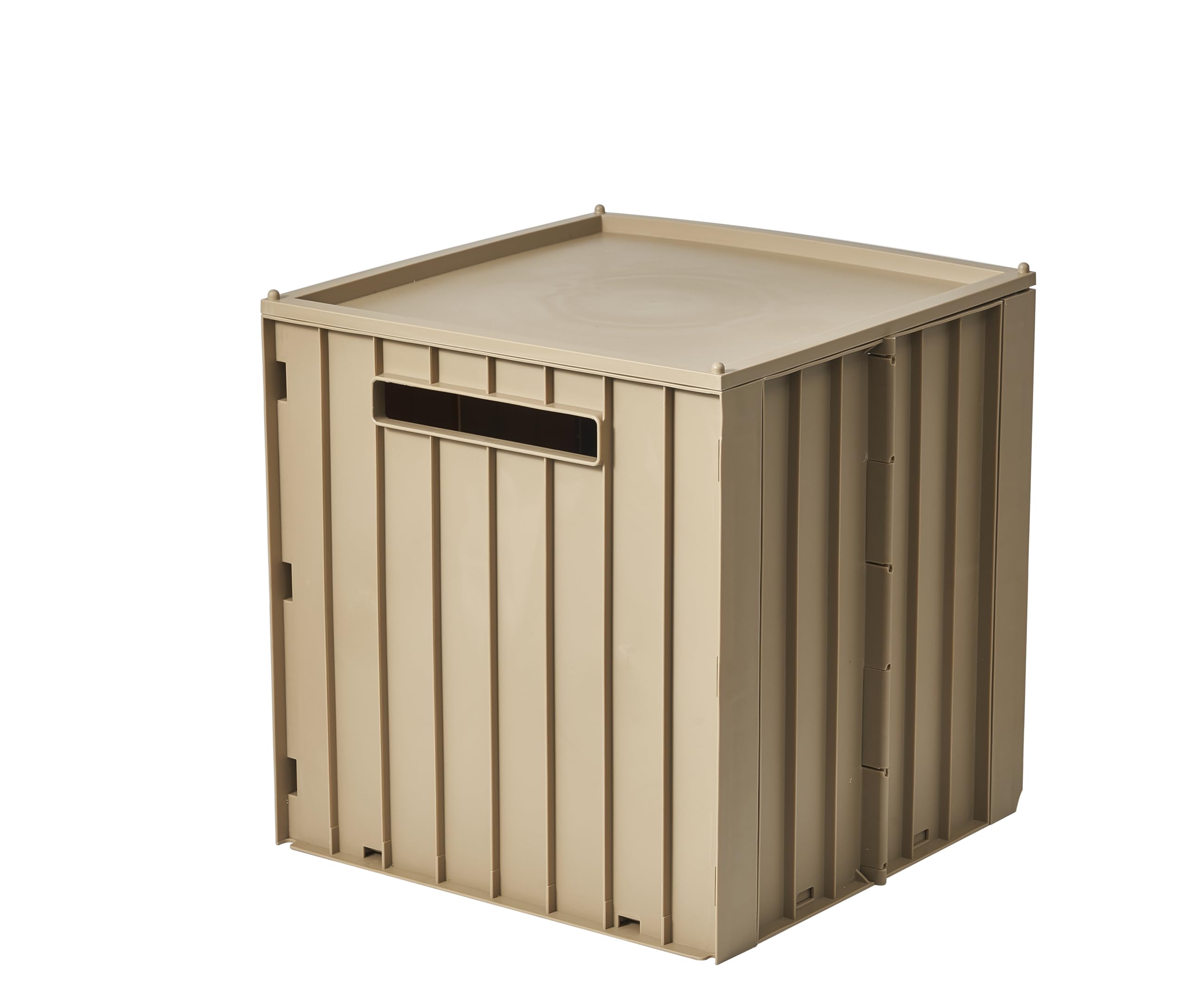 Photo 1 of (missing lid) MAYBELL Foldable Storage Bin box Durable and Versatile Collapsible Crate for Home and Office outdoor camping Organization - Easy to Store and Transport (Light Brown, Square With Lid)