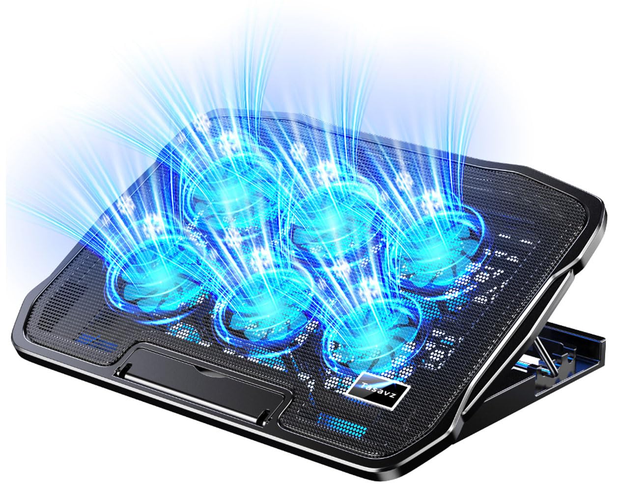 6つの超静音冷却ファンが搭載され、かつ特殊羽根形状のデザインでスムーズな風の流れを作り、全面的に送風できるので、気温の高い時期には、ノートパソコンの放熱を改善させ、効率良く冷却でき、熱暴走によるフリーズや動作不良を防ぐ、製品の寿命を長く延ばすことができます。驚きの約48%の風量増・騒音減を実現！