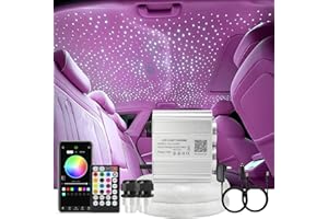 AKEPO Upgraded Car Home APP Twinkle Fiber Optic Lights Kit, Dual Head 16W 900 Strands of 0.03in/0.75mm 9.8ft/3m Optical Fiber Cable Music Activated Starlight Headliner Kits with Remote