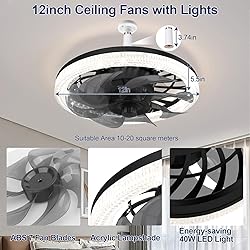 ATDOALL Ceiling Fans with Lights and Remote, 12in