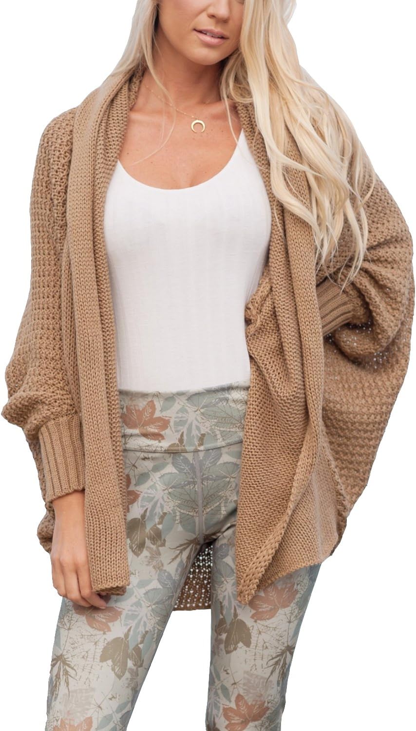 Sherrylily Womens Long Batwing Sleeves Cardigan Open Front Knit Pullover Sweater Coat