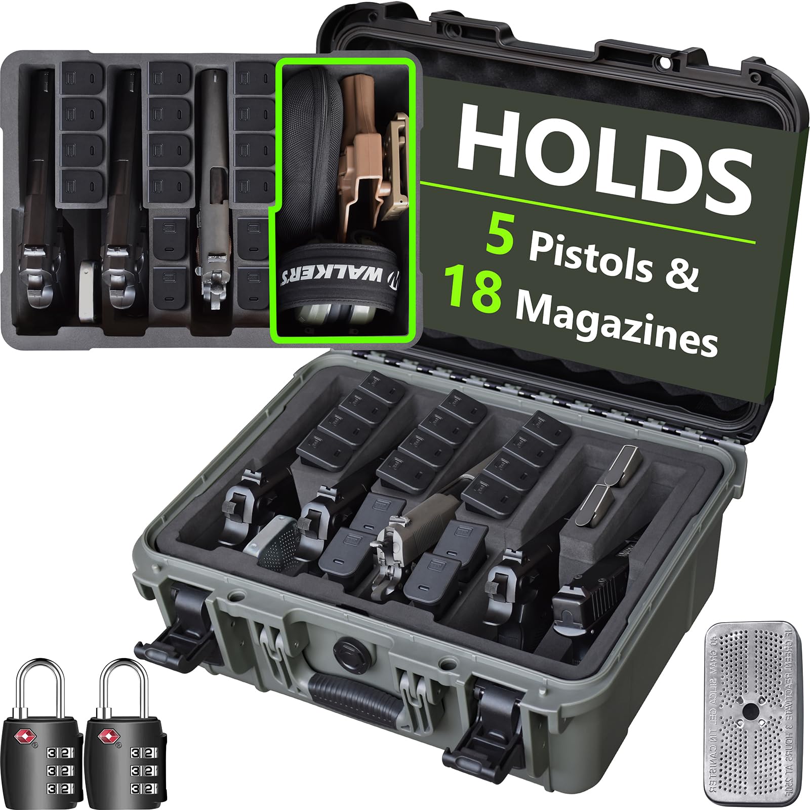 Photo 1 of TSA Approved Pistol Gun Case for Multiple Handguns – Hard Shell Waterproof & Dustproof Travel Case with Pre-Cut Foam and 2 TSA Locks for Range & Safe Storage