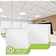 Noooza 2ft x 2ft Drop Ceiling Tiles，Smooth White PVC Ceiling Panel 24 x 24in. Waterproof, Washable and Fire-Rated - Reusable - High-Grade PVC to Prevent Breakage-Package of 12 Tiles