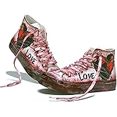 GXZUORUI Women's Fashion Sneakers Men's High-Top Heart & Love Graffiti Design Casual Street Style for Everyday Wear