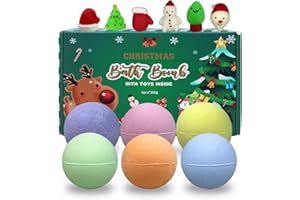 Jofan 6 Pack Christmas Bath Bombs Bubble with Christmas Squishy Toys Inside for Kids Girls Boys Women Christmas Stocking Stuffers Gifts