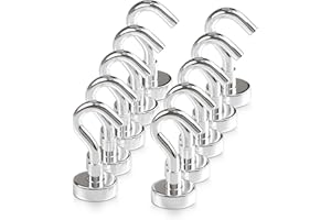 X-BET MAGNET Magnetic Hooks 27 LBS (Pack of 10 Silver) - Heavy Duty Neodymium Hooks for Outdoor & Backyard Use - Strong Rare Earth Magnets for Cruise Cabins - Magnetic Hooks for Kitchen & Refrigerators