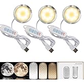 3-Pack Tricolor LED Lamp Kit 001 for Bambu Lab 3D Printer Parts Light Kit | Power-off Color Memory, 3000K-6000K adjustable temperature &amp; dimming, 5V USB Powered, DIY 3D Printed Lamp Parts For Makerwold