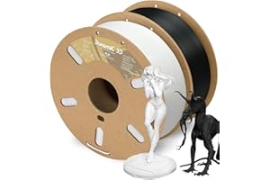 DURAMIC 3D PLA Filament 1.75mm Black White 2 Pack, Jam-Free High Stifness 3D Printing Filament with Cardboard Spool, No-Tangling No-Clogging Dimensional Accuracy 99% +/- 0.03 mm