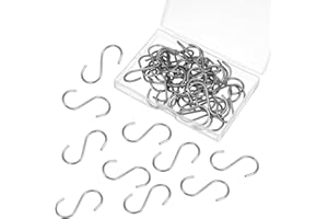 Thinp 40 Pcs Small S Hooks for Hanging, 1-1/2 Stainless Steel S Hooks Heavy Duty Utility Hook Mini S-Shaped Hangers for Christmas Ornament DIY Crafts Jewelry Key Chain Tags (Silver)