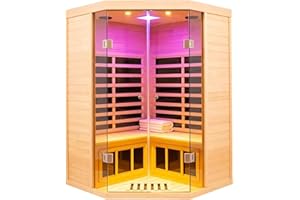 KUNSANA Smart APP Control 2-3 Person Ultra Low EMF (0-5mG) Far Infrared Sauna for Home, 1520W Hemlock Wood Sauna Room with Bluetooth Speaker & Chromotherapy Lights, LCD Touch Panel, Constant Temperature Cover