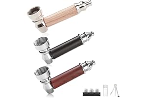 GENERIC 3pc Short Realistic Wood Grain Tobacco Pipe,Wooden Classic Texture Smoking Pipes,With Cleaner Tamper Tool Black Bag