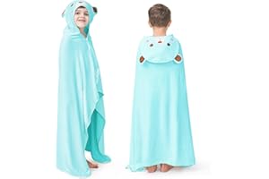 ZIONOR Hooded Bath Towel for Kids - 50''L x 35''W Extra-Large Hooded Towels for Big Kids 6-10, Kids Beach Towels Made from Bamboo Rayon, Suitable for Bath, Pool, Beach(Blue Bear)