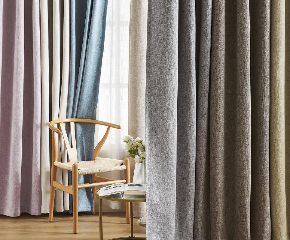 Treatmentex Blackout Curtains 2 Pieces for Living Room, Thermal Insulated Cold and Heat Curtains, Light Blocking Curtains with Eyelets, 135W x 260H cm, Creamy White