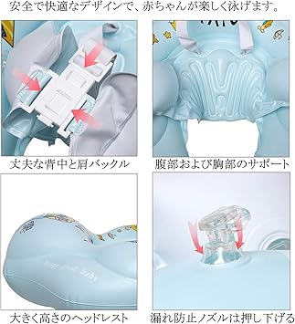 Amazon Co Jp Yxtc ベビー浮き輪 ベビーフロート お風呂浮き輪 子供浮き輪 赤ちゃん 安全 5ヶ月 35ヶ月の子供用 ブルー スポーツ アウトドア