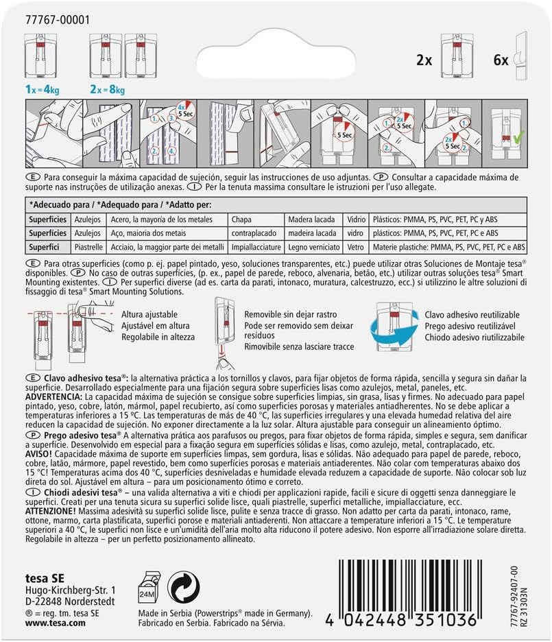 SMS Clavo Adhesivo Ajustable Hasta 4kg para Azulejos, Standard, 4,0 kg - Image 3