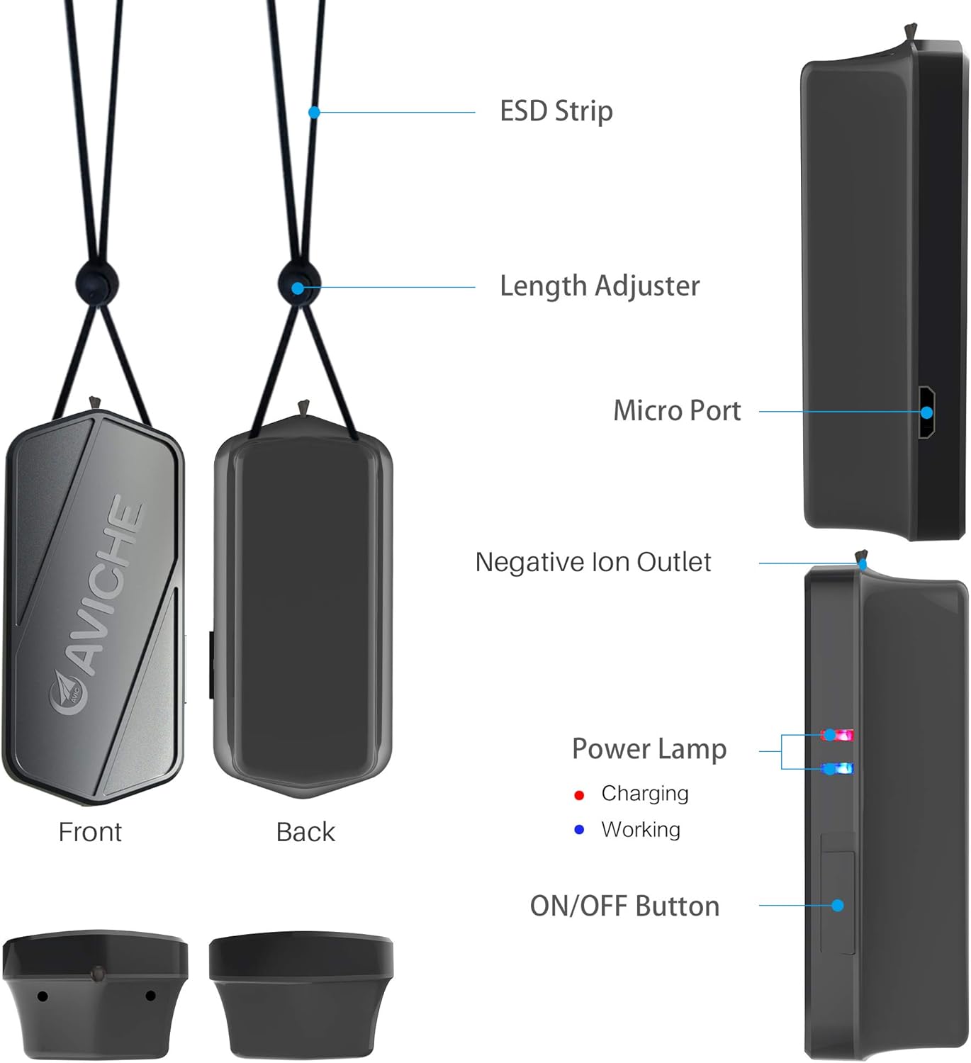 AVICHE M1 Necklace Wearable Mini Personal with USB Negative Ion Generator: Home & Kitchen