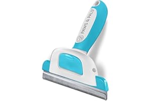 Paws & Pals Dog Brush - Gentle Soft Hair Rake Trimming Comb - Best for Shedding Dogs-Cats, Thick Long Short Haired Pet, Coat Grooming & Cat Hair Fur Removal - Self Cleaning - Deshedding Supplies