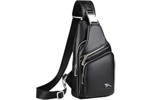 LuckY.Ss Men's Leather Sling Bag Chest Shoulder Bags Anti-theft Backpack Purse