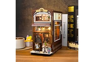 CUTEROOM Book Nook Kit, DIY Dollhouse Booknook Bookshelf Insert Decor Alley, Bookends Model Build kit with LED Light, Creativ