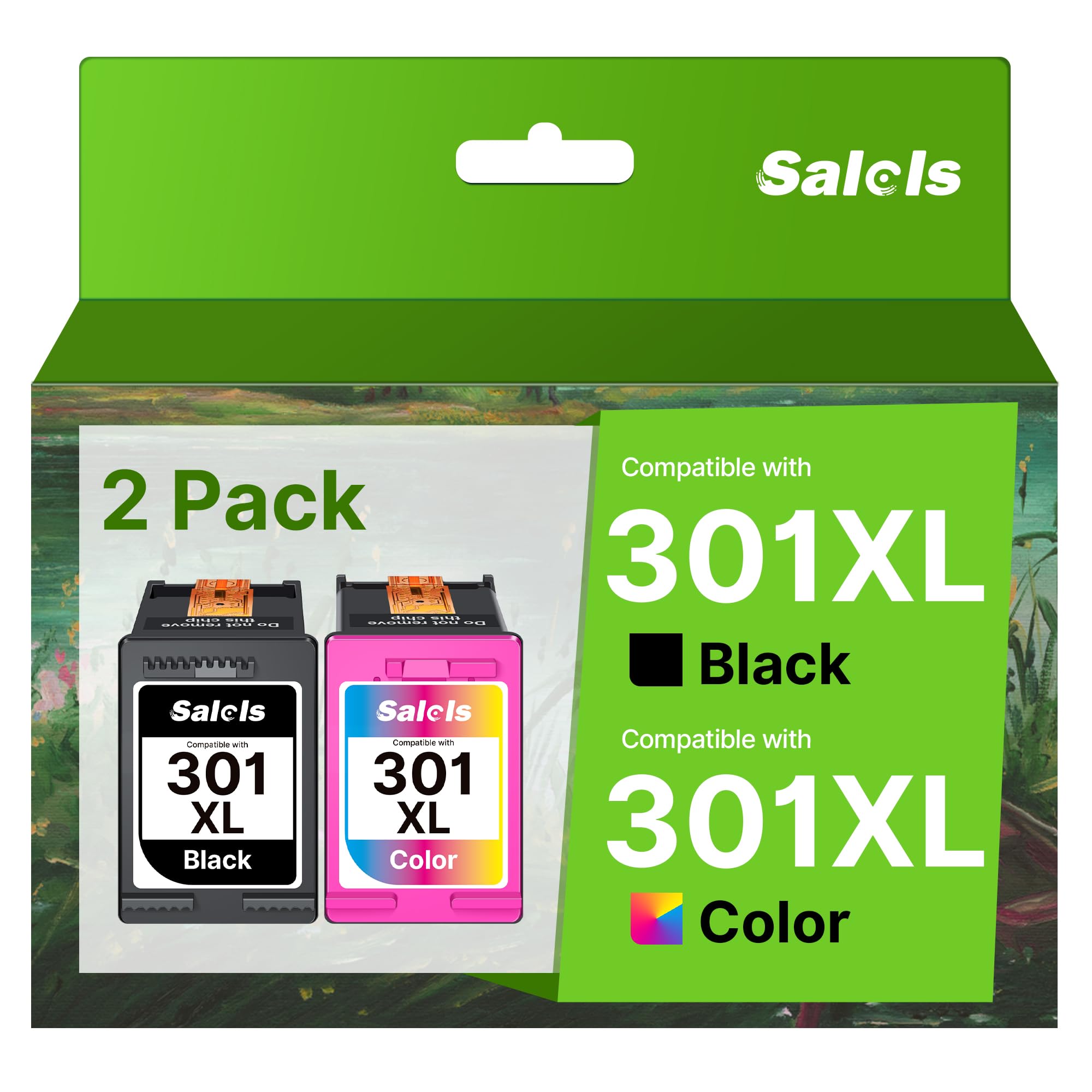 Salols 301 Ink Cartridges Combo Pack 301 XL Black and Colour Replacement for HP 301XL Ink Cartridges Multipack for HP Envy 5530 5532 4500 4502 DeskJet 2540 3050a 2542 1510 OfficeJet 2620 2622,2-Pack