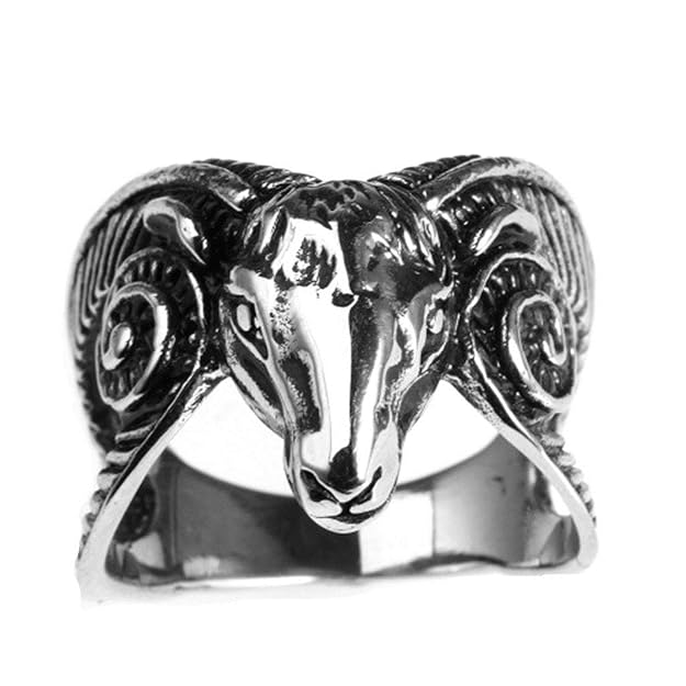 Daesar Silber 925 Ring Männer Ziegenkopf Gothic Silber Ring Freundschaftsring
