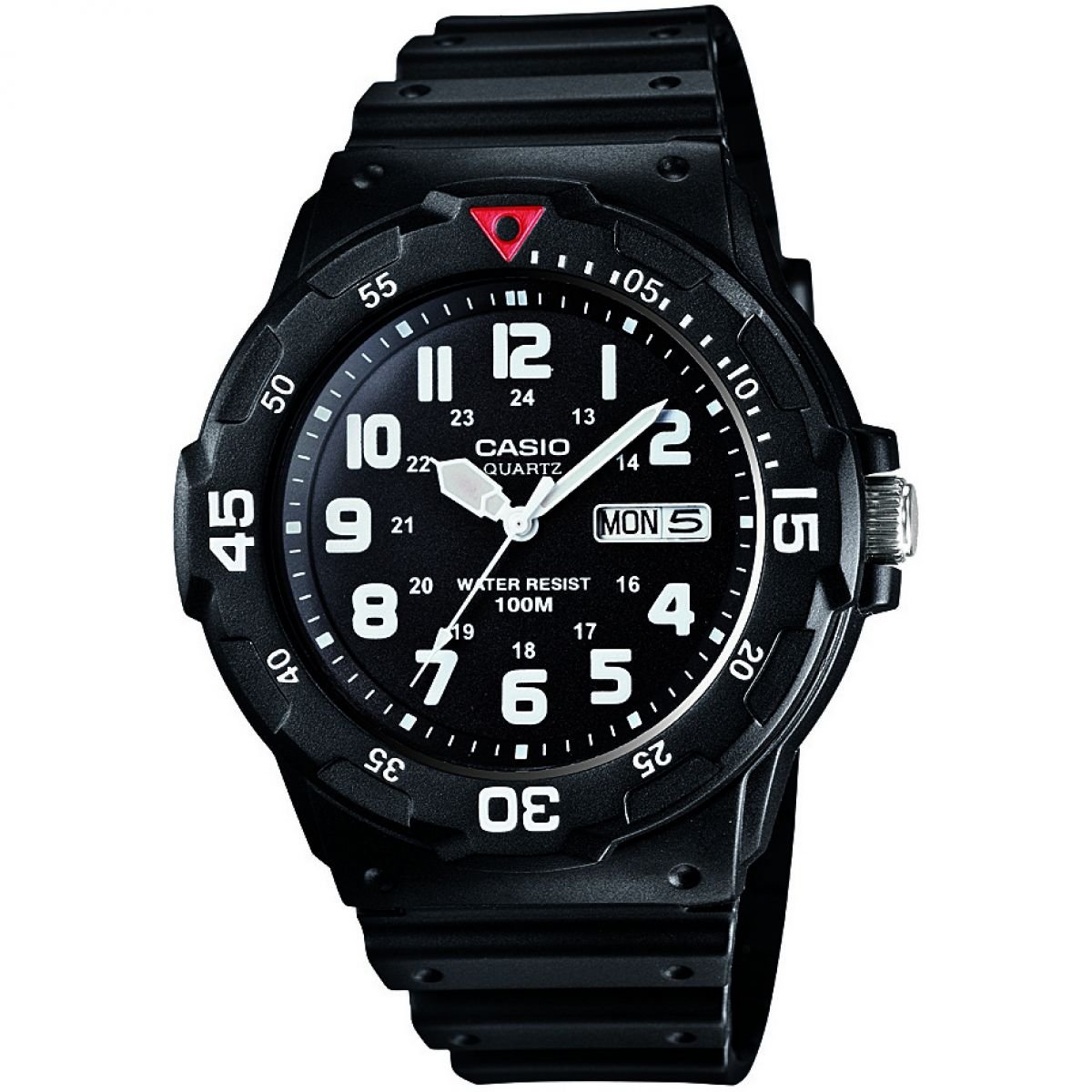 Casio Gents 43.00mm Quartz Watch with Black Analogue dial and Black Rubber Strap Strap MRW-200H-1BVES