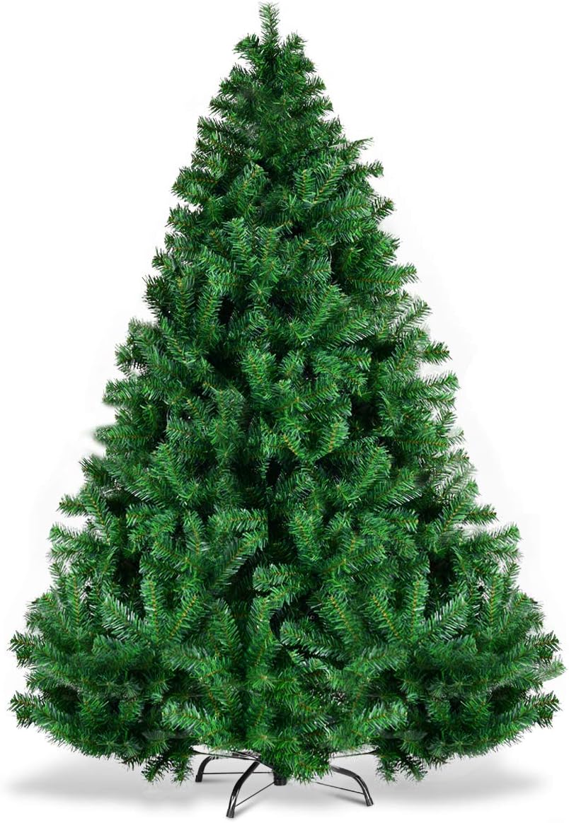 Trees - Goplus 6ft Artificial Christmas Tree, Premium Unlit Hinged Spruce Full Tree with 1000 Branch Tips, Metal Stand, Hinged Structure, Easy Assembly Festival Celebration Xmas Tree for Home, Office, Party