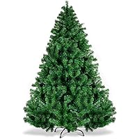 Goplus Christmas Tree Unlit Artificial Premium Hinged Spruce Full Tree with Solid Metal Stand, 1000 Tips (6 feet, Classic Ser