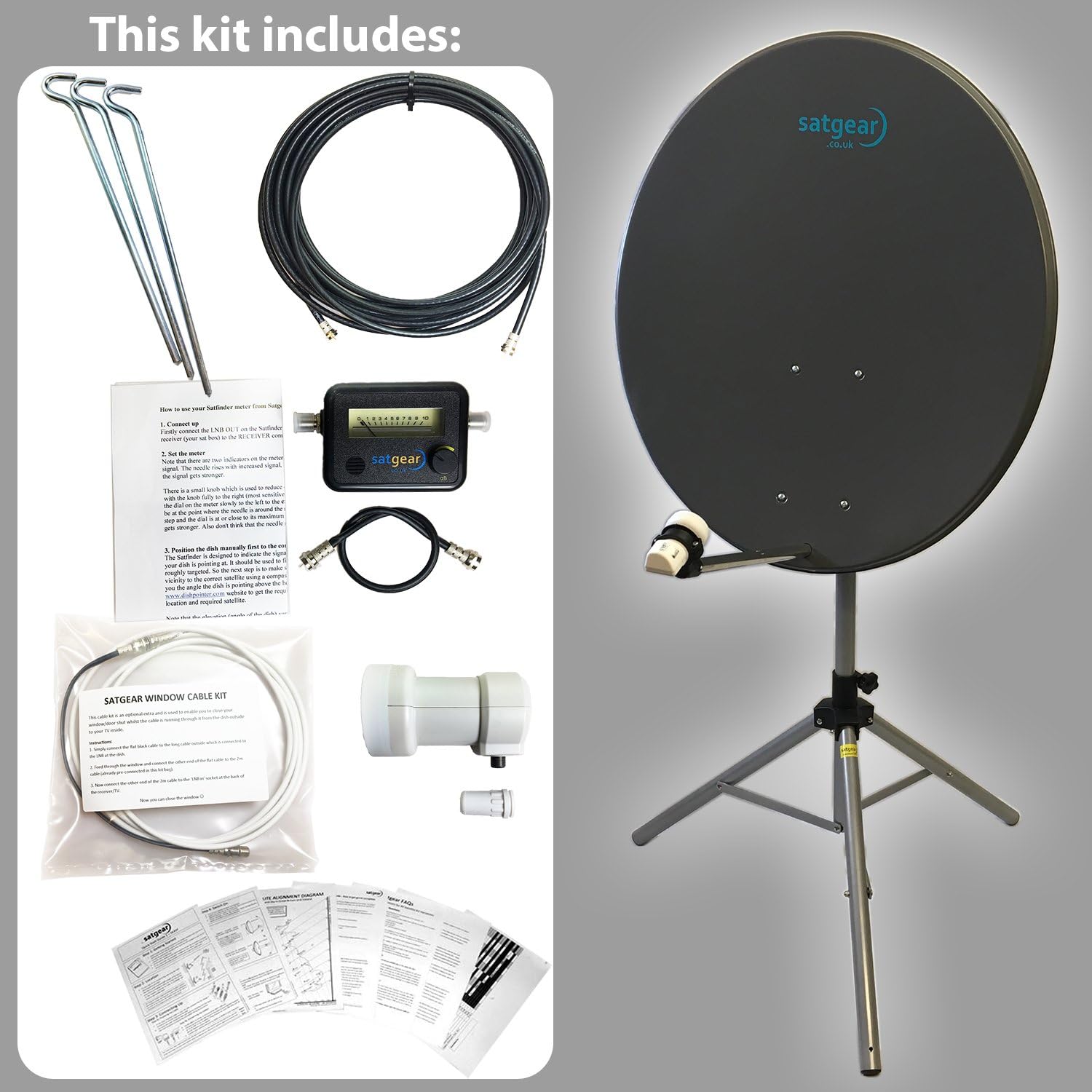 Satgear 80cm Portable Satellite Dish Kit with Tripod Amazon.co.uk