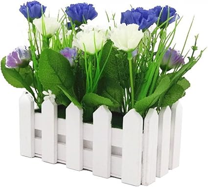 Union Tesco 2 Pcs Wooden Fence Simulation Flowers Artificial Flowers Carnation Blue For Table Decoration Wedding Bouquets Blue Amazon Co Uk Kitchen Home