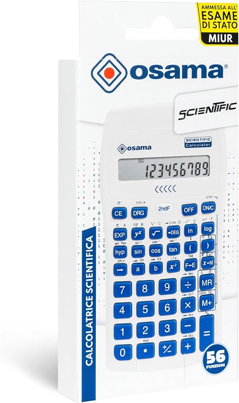 - Wissenschaftlicher Taschenrechner mit 56 Funktionen, 10 Mantissa-Ziffern und 2 Exponenten, Schulsachen mit Schiebehülle für staatliche Prüfungen - Schulmaterial für Back to School, Blau