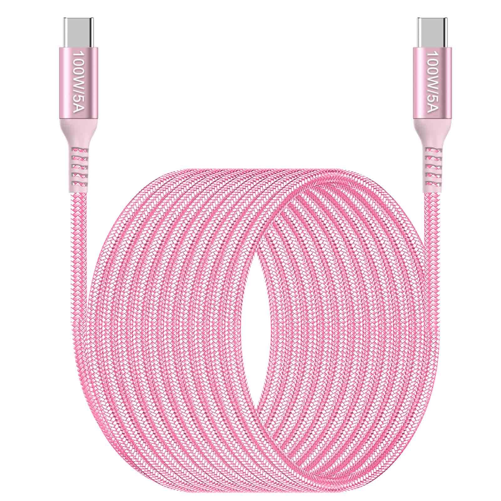 Photo 1 of 100W USB C Cable 10ft Pink,Long USB-C to USB-C,Awnuwuy USB Type C to C Fast Charging Cord Compatible with iPhone 15/15 Pro/15 Plus/15 Pro Max,iPad Pro,iPad Air 4,Samsung Galaxy S23 S22 S21,MacBook Pro