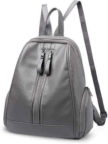 Amazon Nicole Doris ヒット大学生通学バックパック 旅行リュックサック おしゃれ カジュアル ショルダーバッグ レディース 軽量大容量 防水 Puレザー グレー Nicole Doris タウンリュック ビジネスリュック