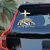 Jesus Saved My Life Decals for Car, Jesus on The Cross Car Sticker, God Bumper Stickers, Christian Vinyl Stickers, God Lovers, Vinyl Car Stickers, Decal for Car Truck Window Bumper | 6x6 inches