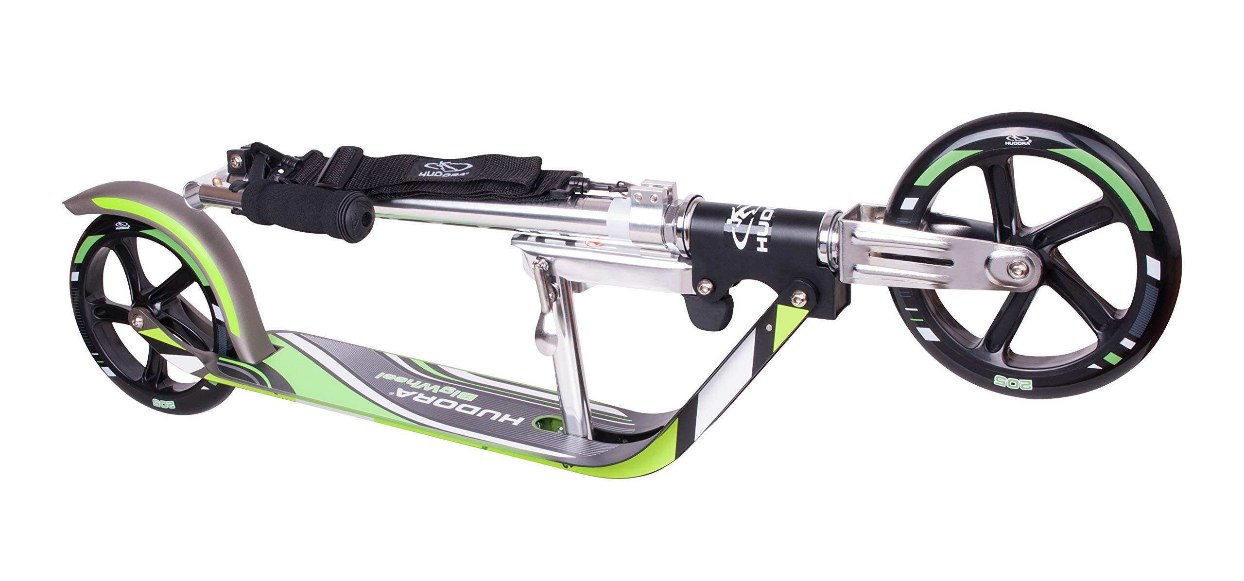 HUDORA 14695/02 GS 205 Big Wheel Aluminium Scooter, Black/Green, One Size