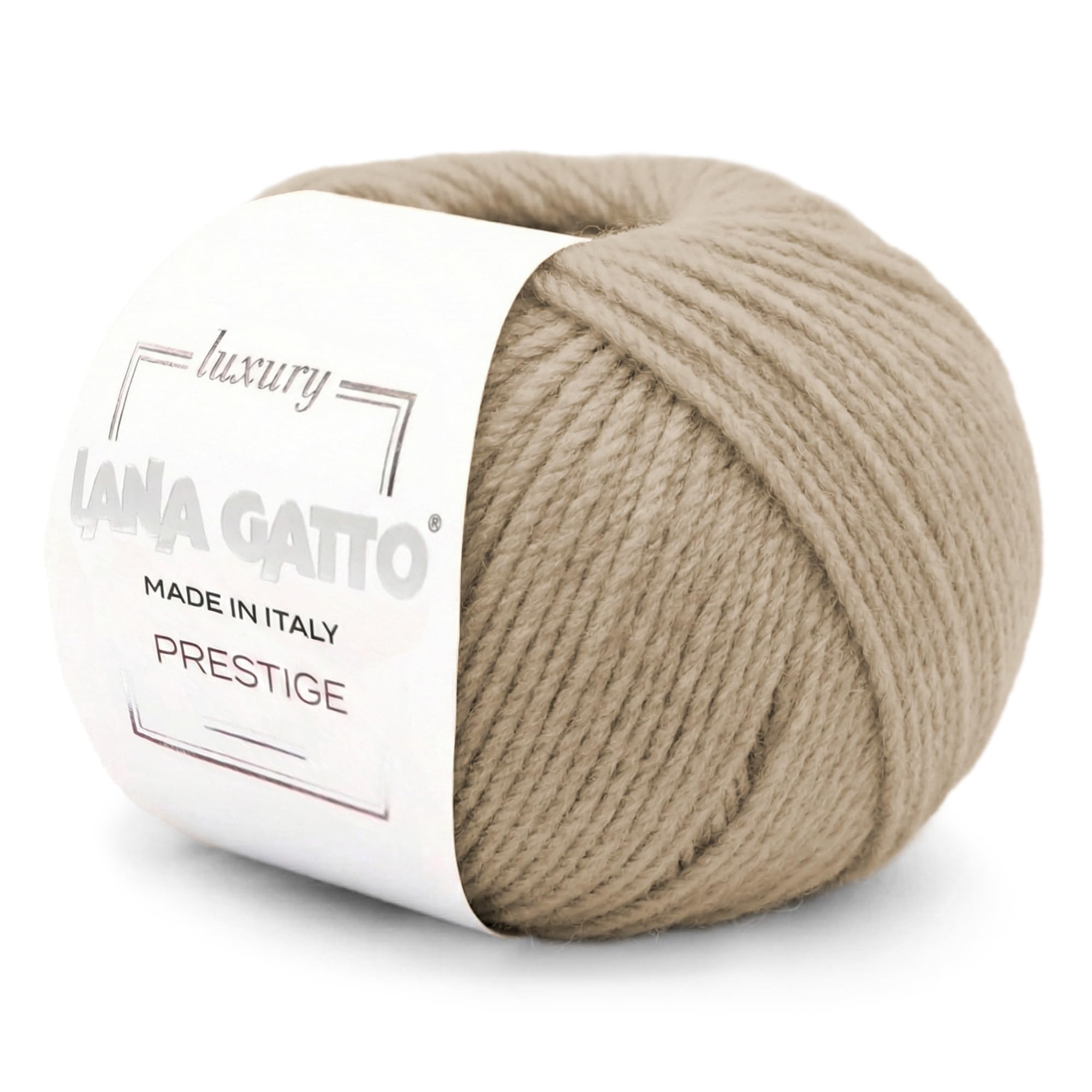 100% Cashmere Yarn for Knitting and Crochet, Lana Gatto Luxury Prestige Line, 25 gr. 75 mt, 0.9 oz 82 yds (Beige - 12530, 1)