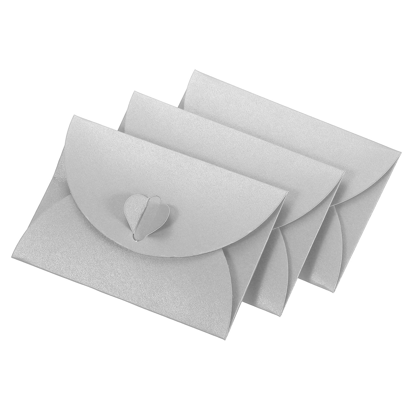 YOKIVE 24 Pack Mini Envelopes, Heart Shaped Clasp | Small Gift Card Holder, Great for Weddings Parties Boutiques(Silver)