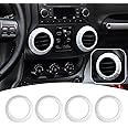 4PCS Center Console Dash Air Conditioner Vent Cover Trim Interior Accessories Compatible with Jeep Wrangler JK JKU 2011-2018 (White)