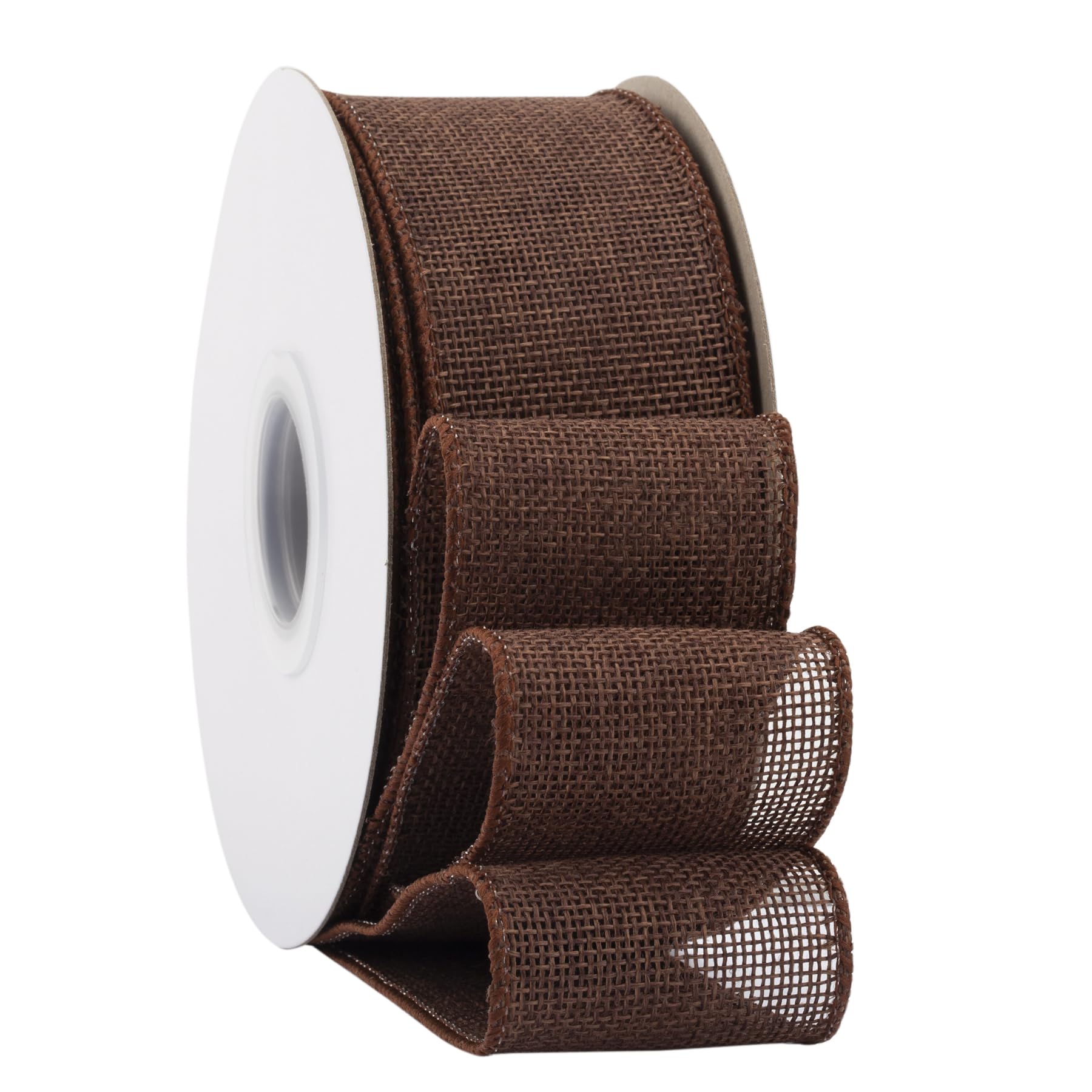 Ribbonitlux Brown Burlap Wired Ribbon, 50mm x 18 Meters, Wired Edge Burlap Ribbon for Gift Wrapping, Big Bow, Wreath, and Christmas Tree Decoration