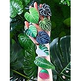 8 Pcs Tropical Leaves Phone Holder Green Plant Cell Phone Grip Holder Monstera Philodendron Anthurium Mobile Cute Holder for Smartphone and Tablets